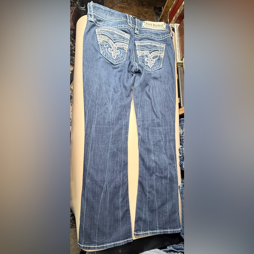 Rock‎ Revival Boris Bootcut Jeans Womens Size 27 x 28.5 Embellished Pockets - Picture 2 of 11